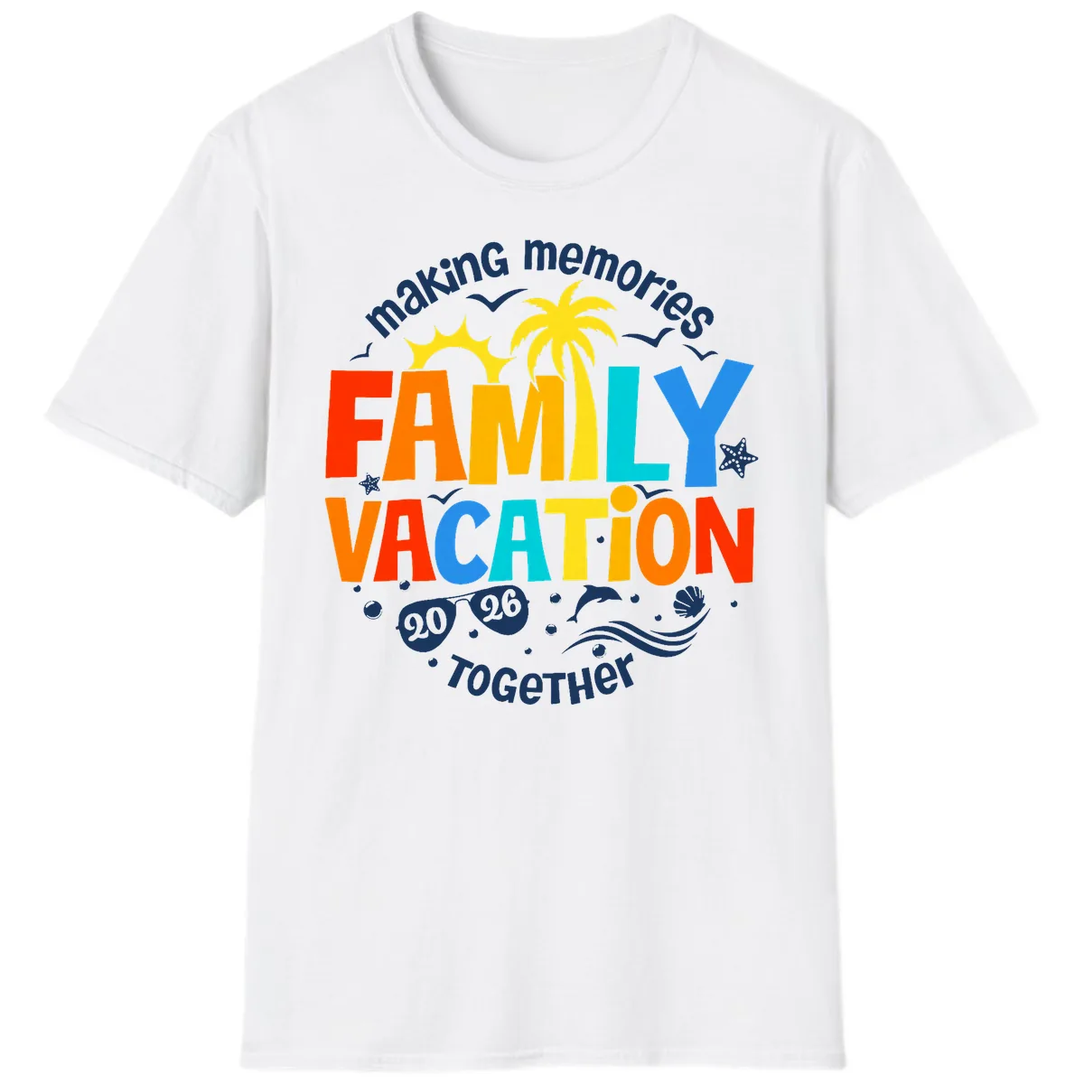 Making Memories Family Vacation 2026 Together T-Shirt in White