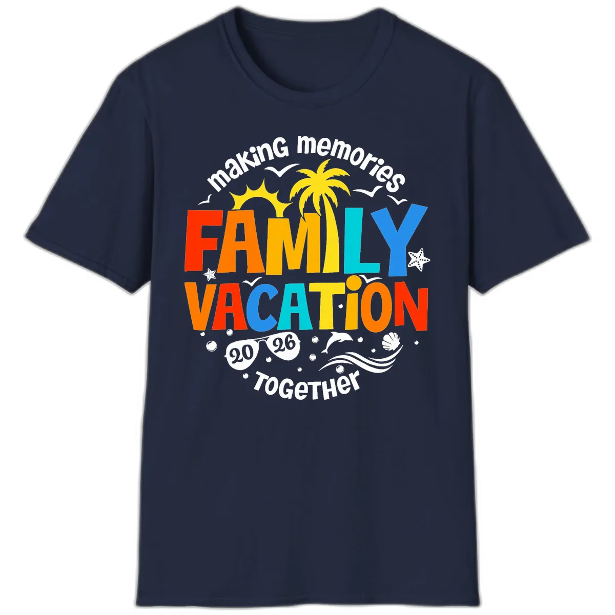 Making Memories Family Vacation 2026 Together T-Shirt in Navy