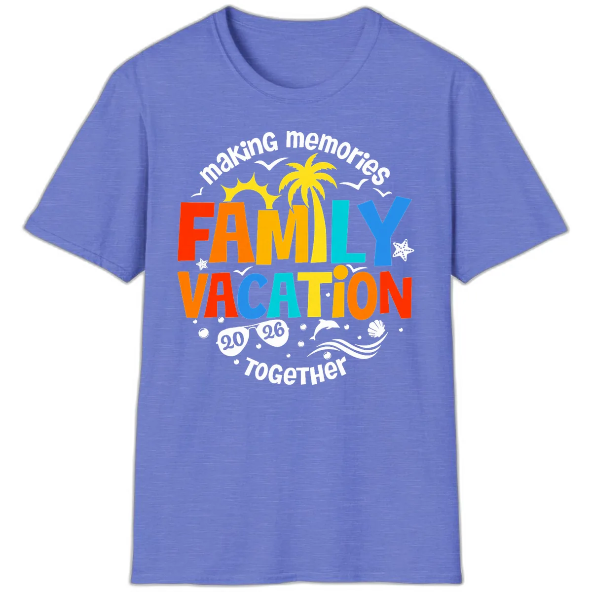Making Memories Family Vacation 2026 Together T-Shirt in Heather Royal