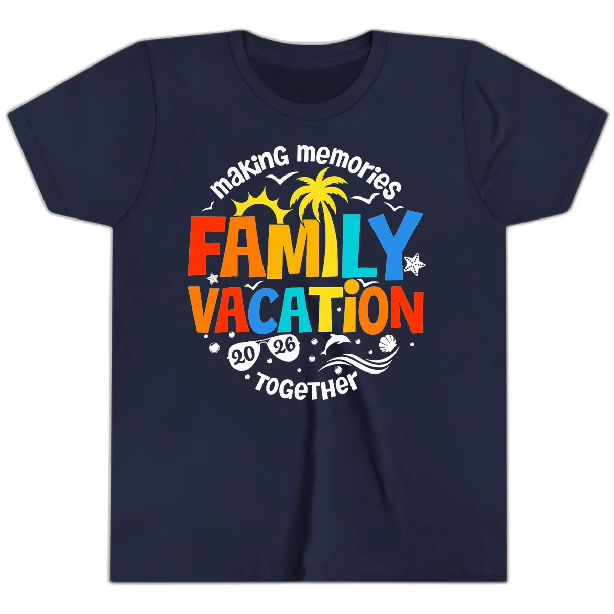 Making Memories Family Vacation 2026 Together Youth T-Shirt in Navy