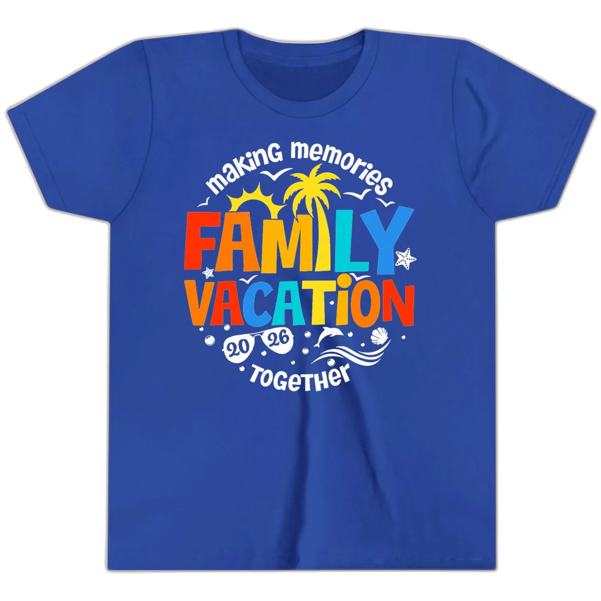 Making Memories Family Vacation 2026 Together Youth T-Shirt in True Royal