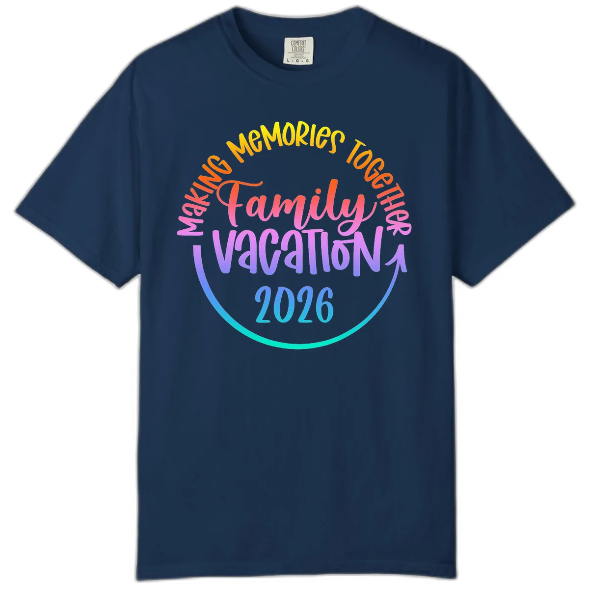 Making Memories Together Family Vacation 2026 Comfort Color in Navy