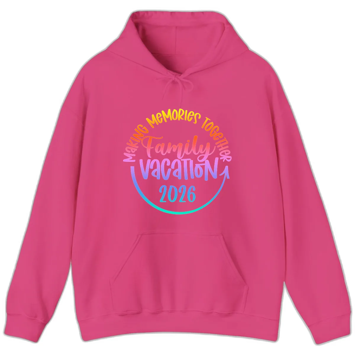 Making Memories Together Family Vacation 2026 Hoodie in Heliconia