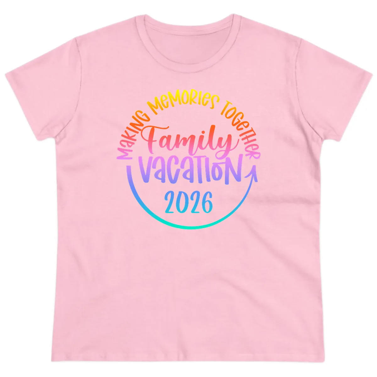 Making Memories Together Family Vacation 2026 Ladies Tee in Light Pink