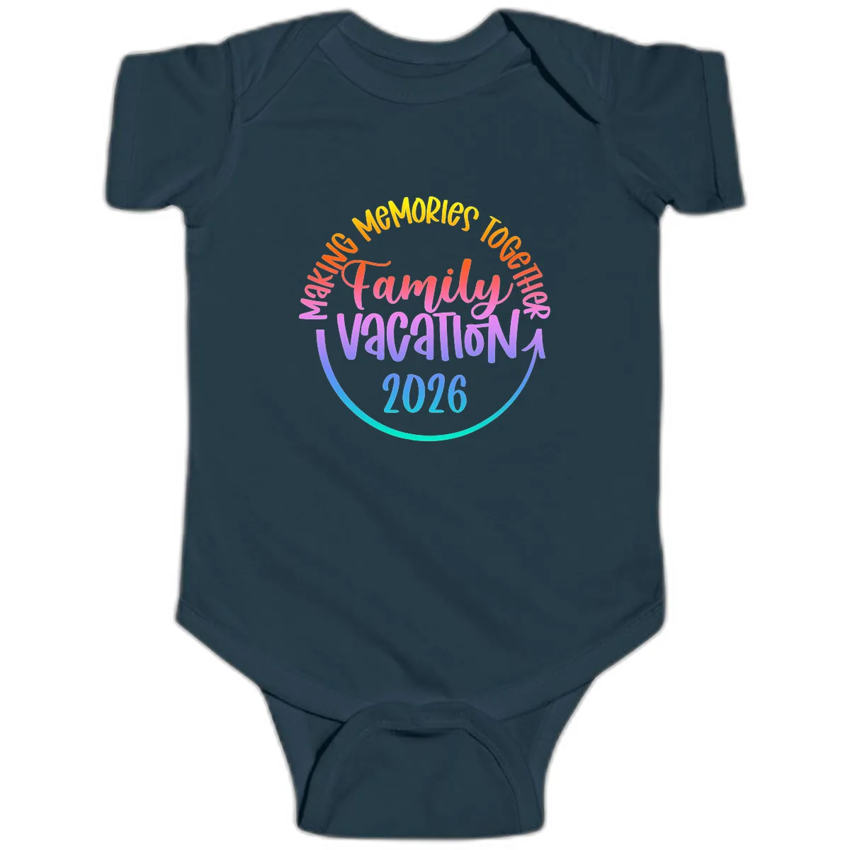 Making Memories Together Family Vacation 2026 Baby Onesie in Navy