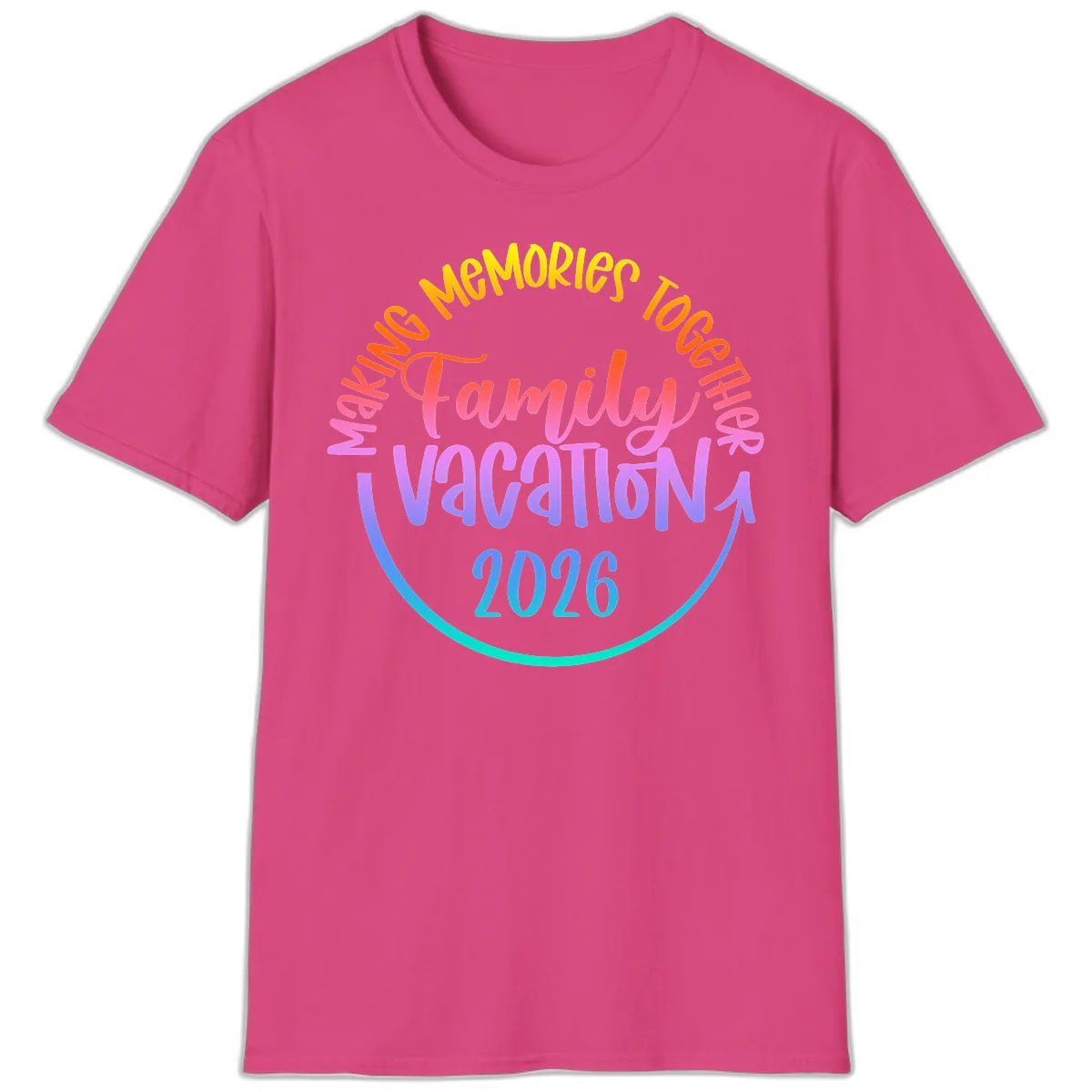 Making Memories Together Family Vacation 2026 T-Shirt in Heliconia