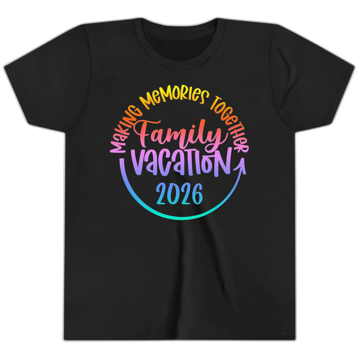 Making Memories Together Family Vacation 2026 Youth T-Shirt in Black