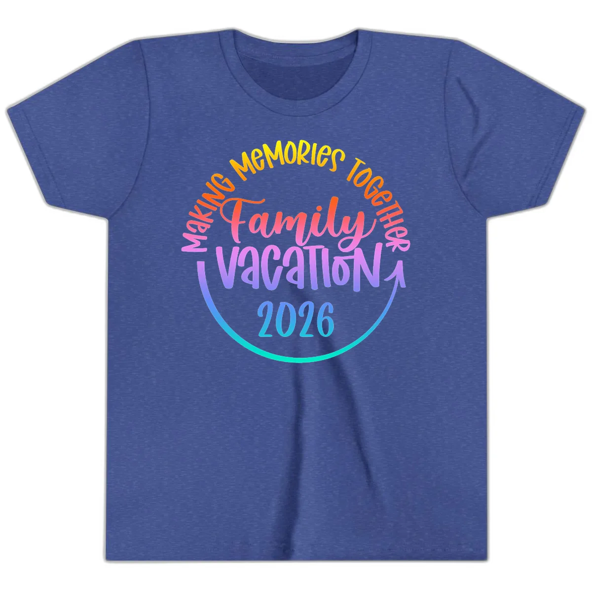 Making Memories Together Family Vacation 2026 Youth T-Shirt in Heather True Royal