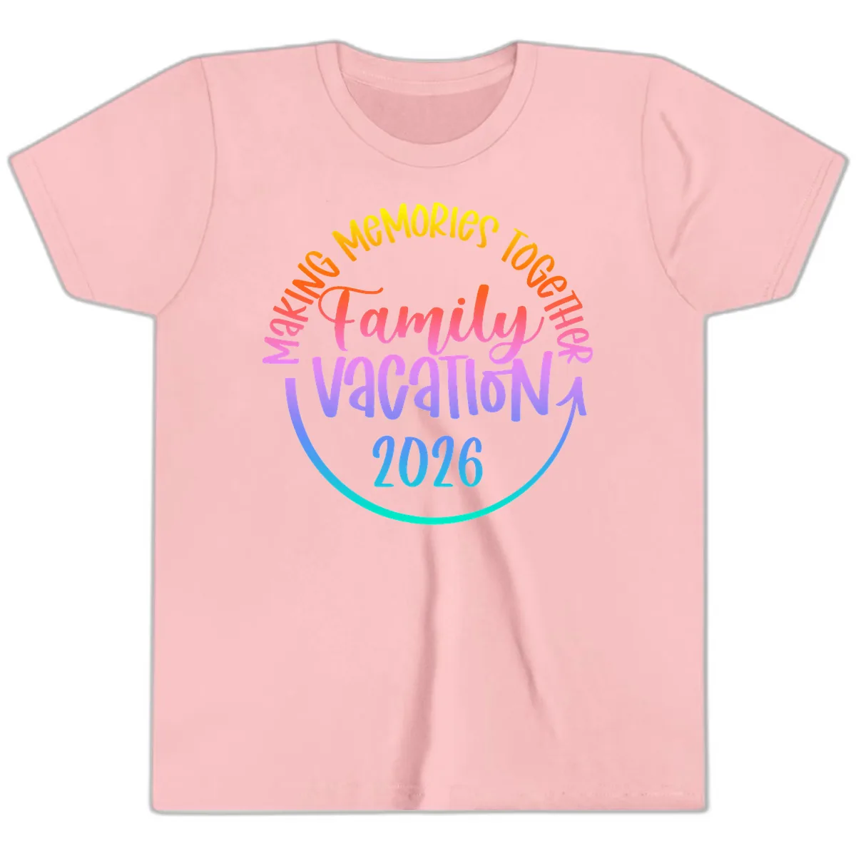 Making Memories Together Family Vacation 2026 Youth T-Shirt in Pink