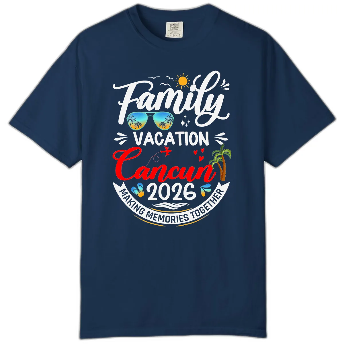 Family Cancun Vacation 2026 Memories Together Comfort Color in Navy
