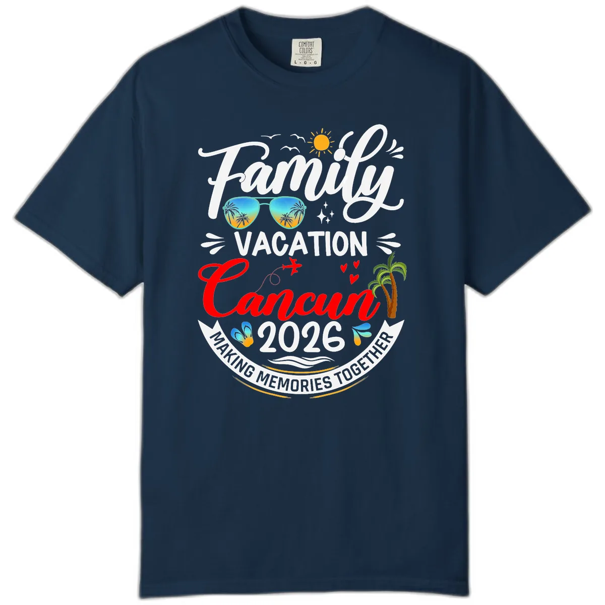 Family Cancun Vacation 2026 Memories Together Comfort Color in True Navy