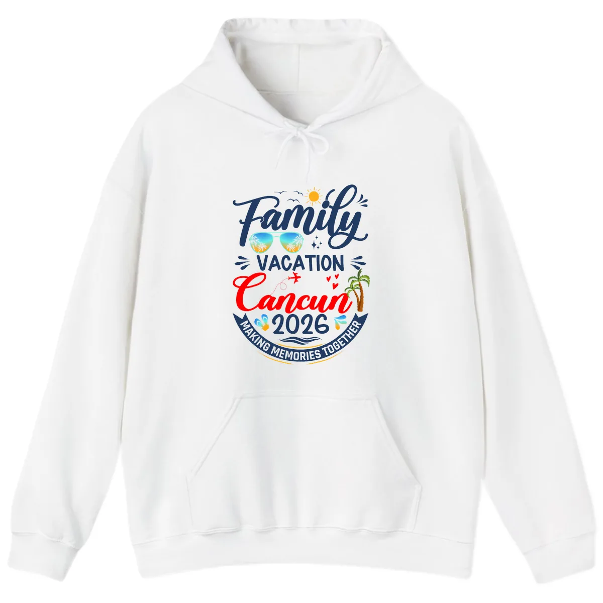 Family Cancun Vacation 2026 Memories Together Hoodie in White