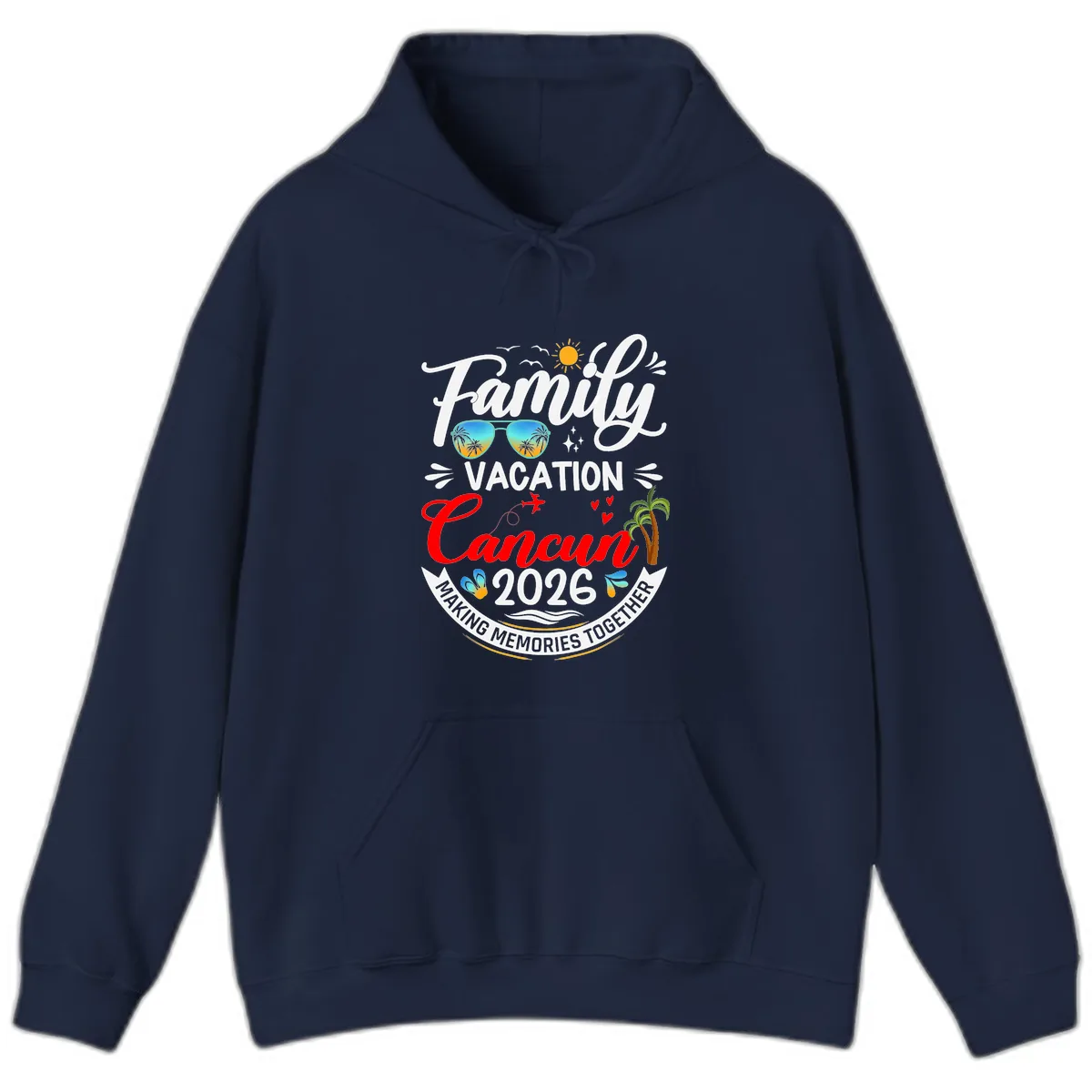 Family Cancun Vacation 2026 Memories Together Hoodie in Navy