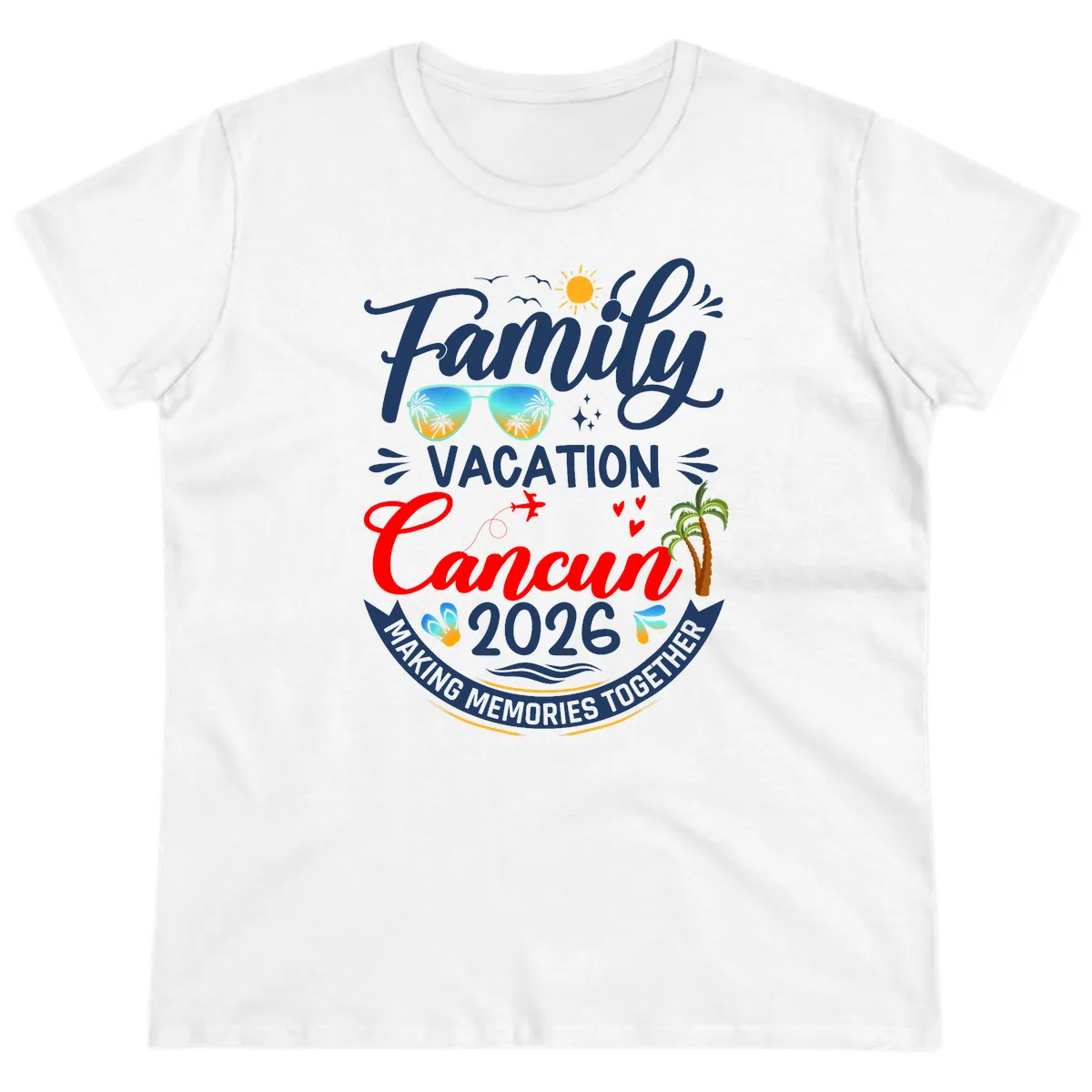 Family Cancun Vacation 2026 Memories Together Ladies Tee in White