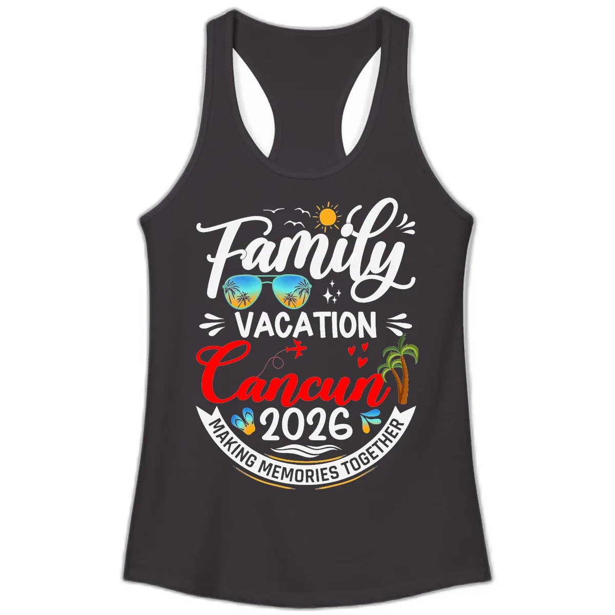 Family Cancun Vacation 2026 Memories Together Ladies Tank in Black
