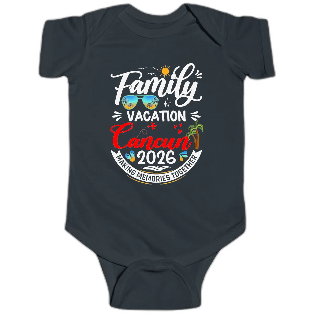 Family Cancun Vacation 2026 Memories Together Baby Onesie in Black