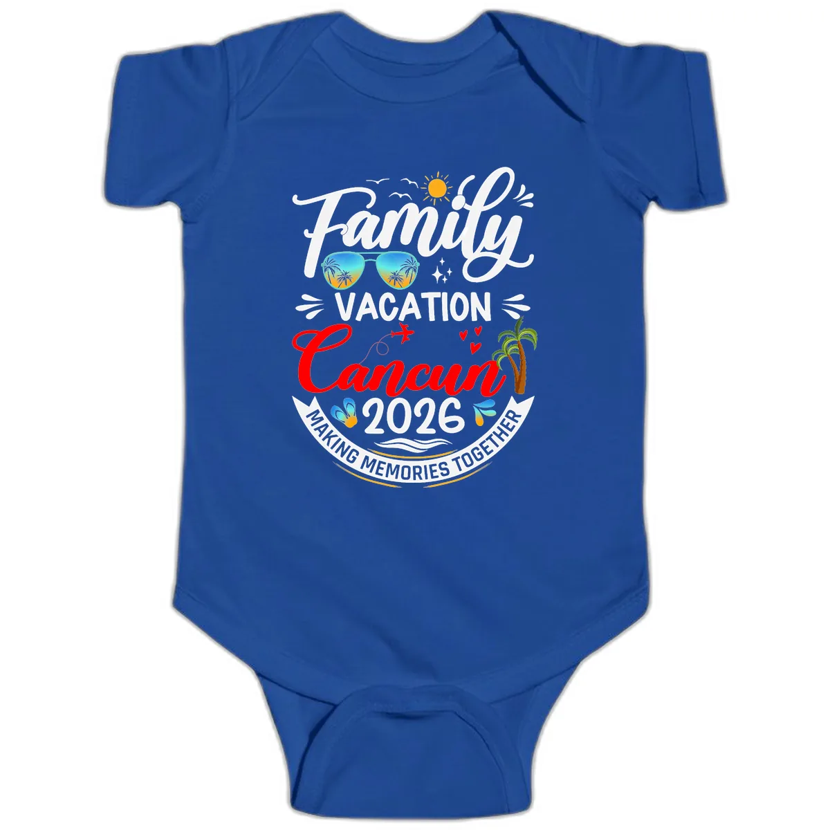 Family Cancun Vacation 2026 Memories Together Baby Onesie in Royal