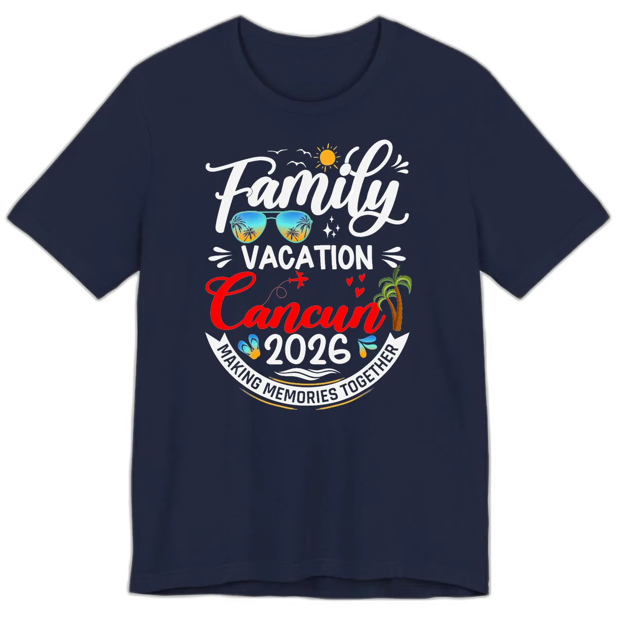 Family Cancun Vacation 2026 Memories Together Premium T-Shirt in Navy