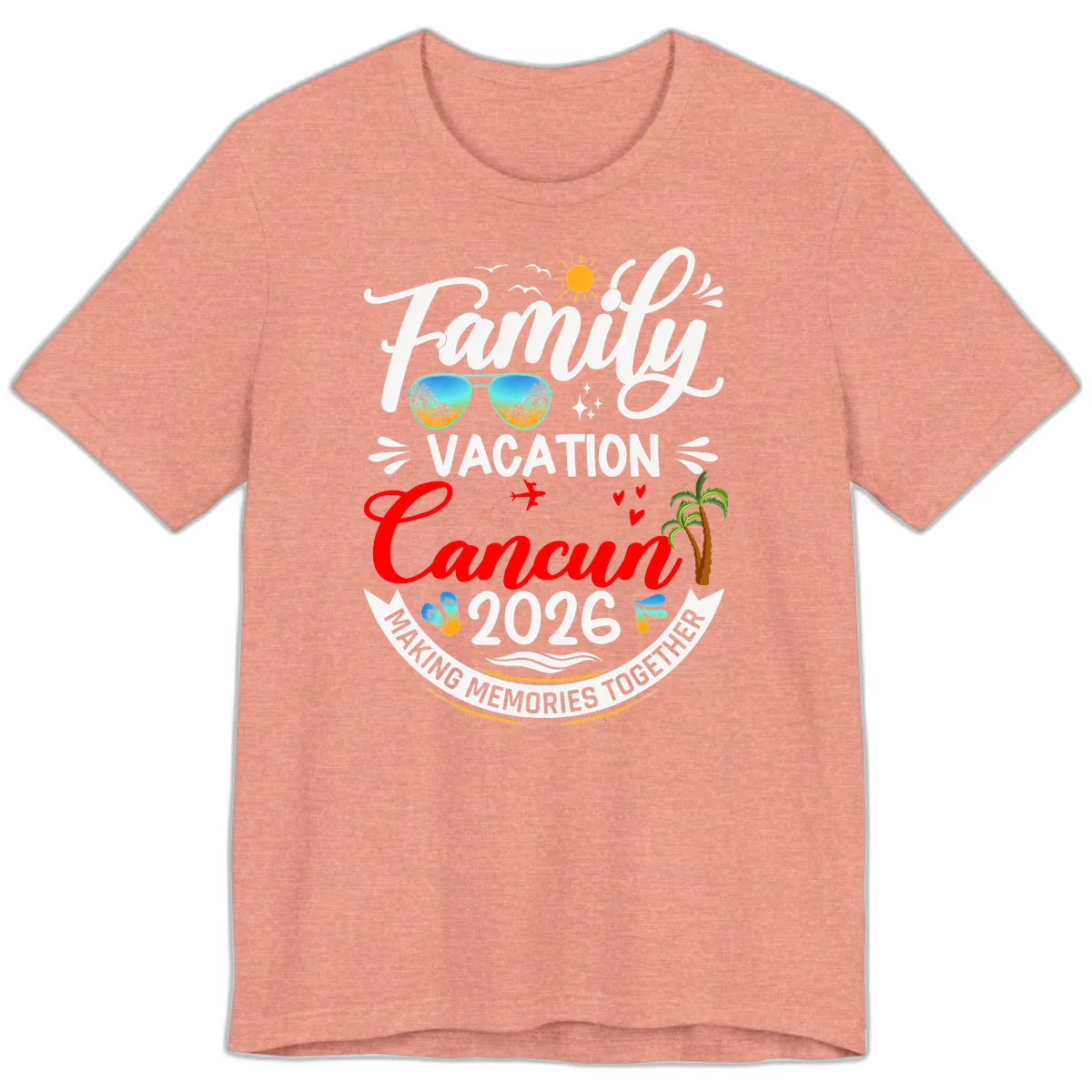 Family Cancun Vacation 2026 Memories Together Premium T-Shirt in Heather Sunset