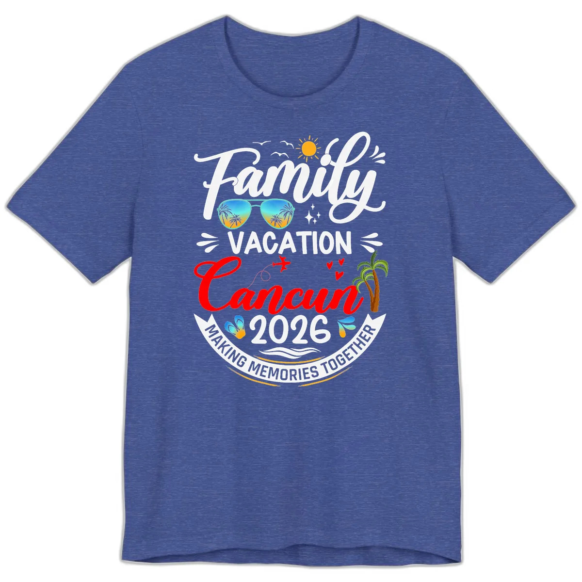 Family Cancun Vacation 2026 Memories Together Premium T-Shirt in Heather True Royal