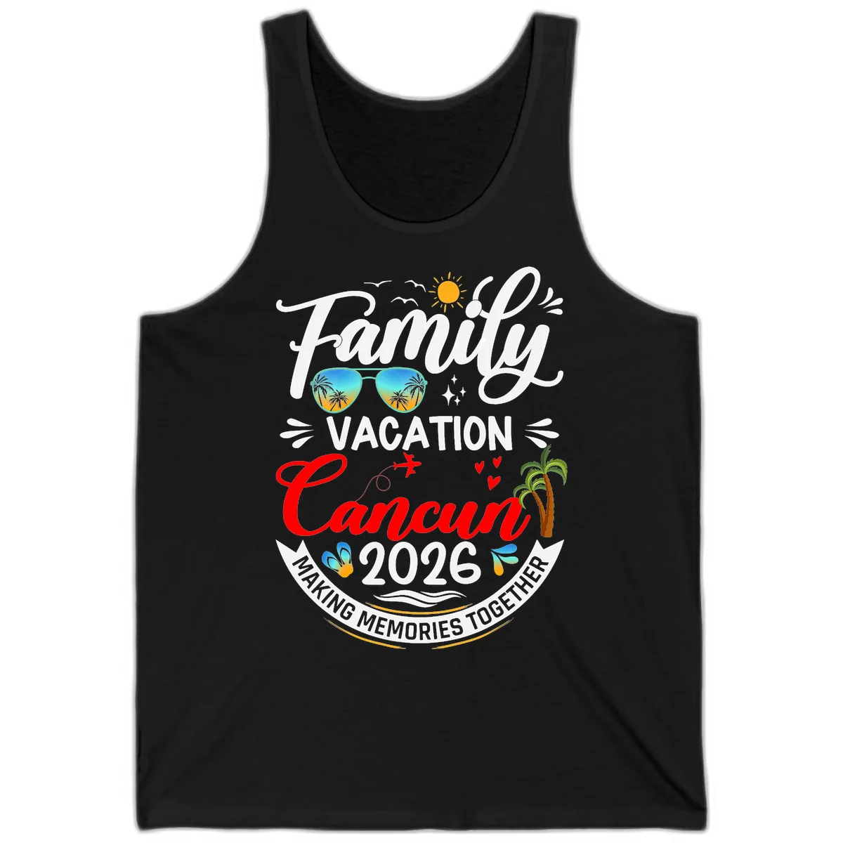 Family Cancun Vacation 2026 Memories Together Tank in Black