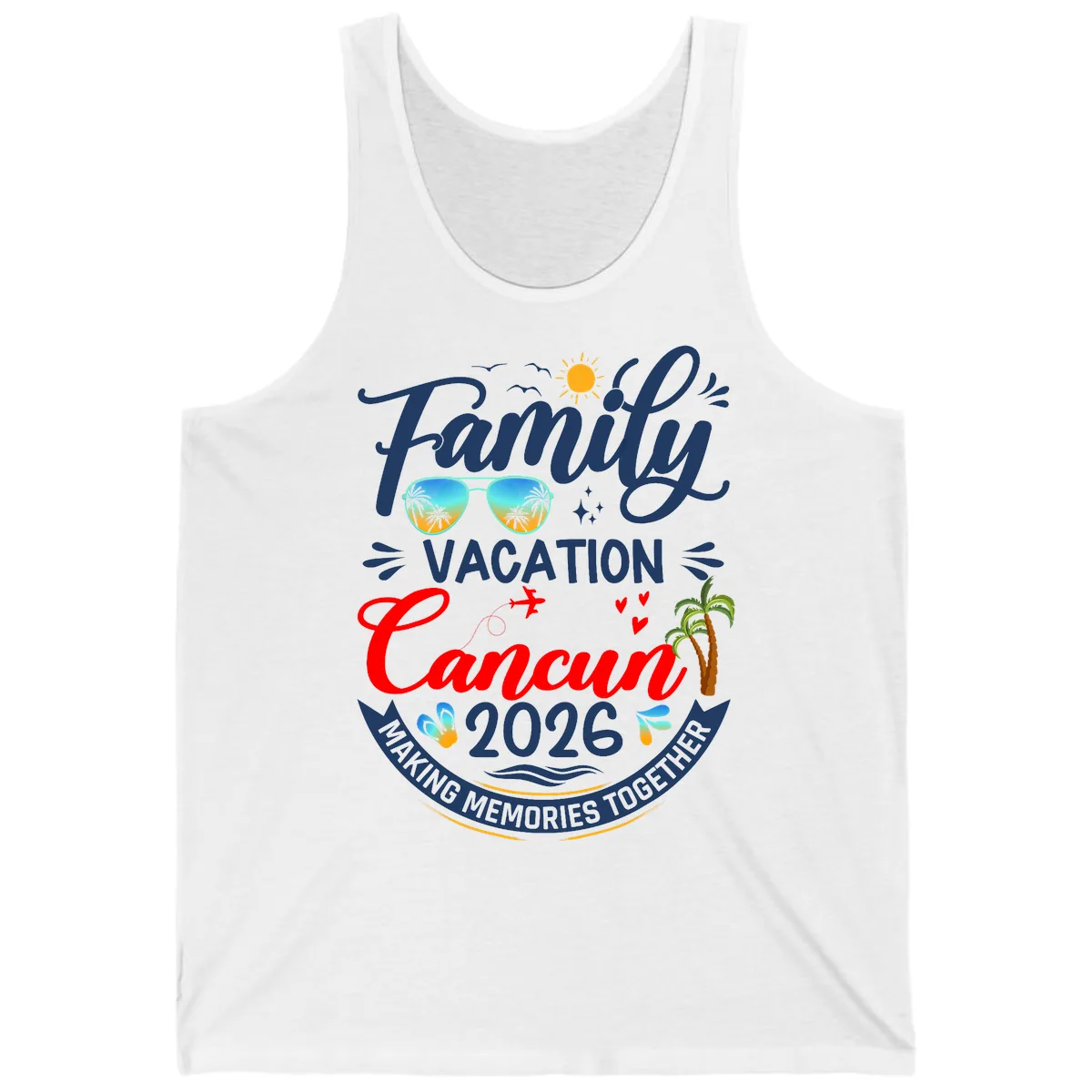Family Cancun Vacation 2026 Memories Together Tank in White