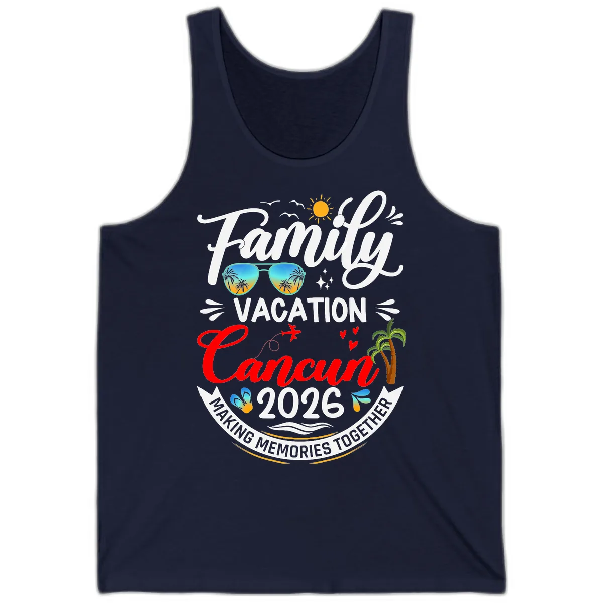 Family Cancun Vacation 2026 Memories Together Tank in Navy