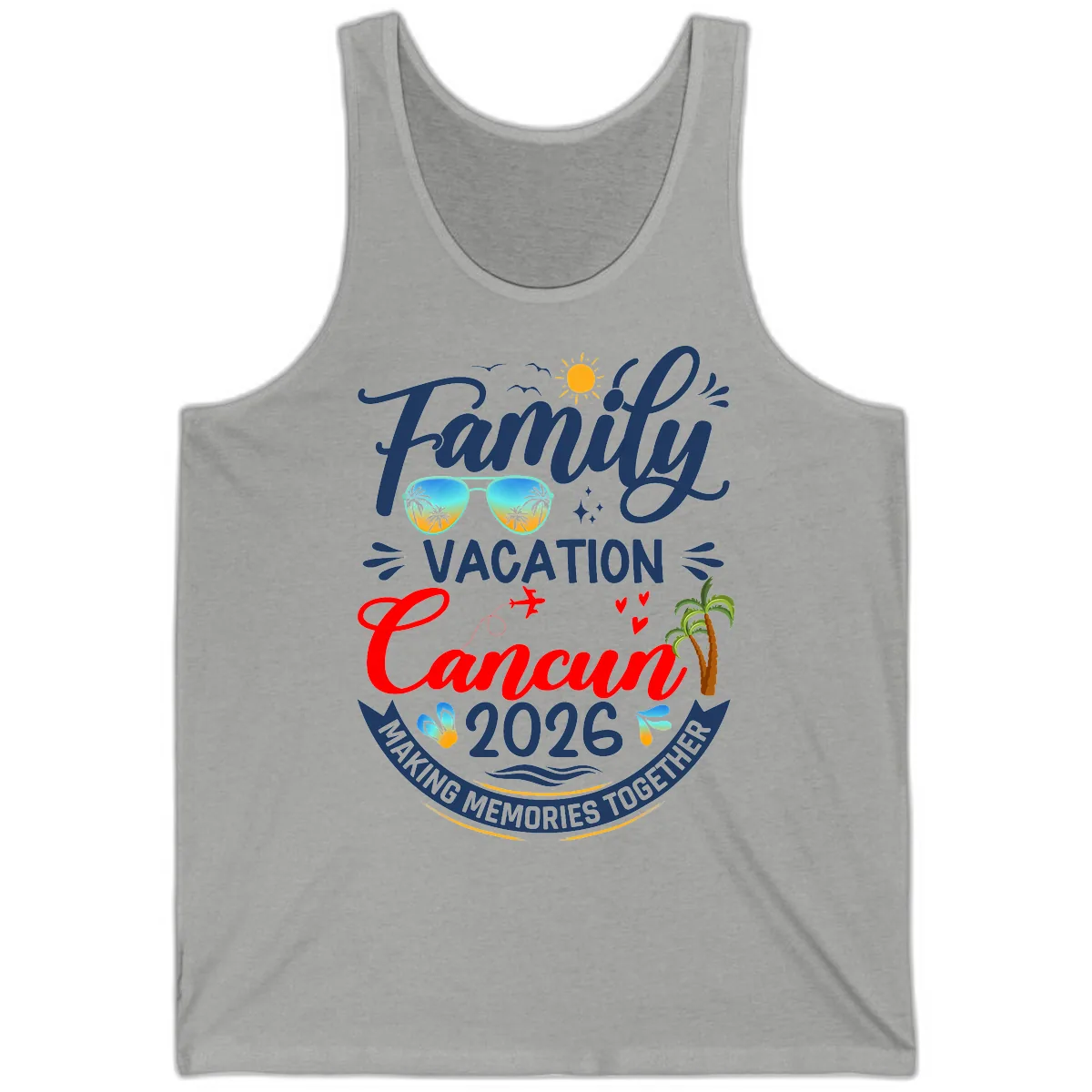 Family Cancun Vacation 2026 Memories Together Tank in Athletic Heather