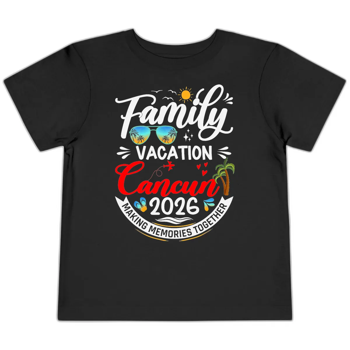 Family Cancun Vacation 2026 Memories Together Toddler T-Shirt in Black
