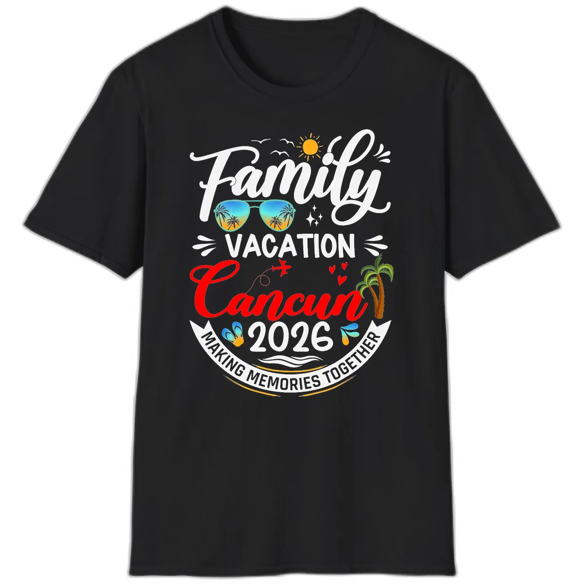 Family Cancun Vacation 2026 Memories Together T-Shirt in Black