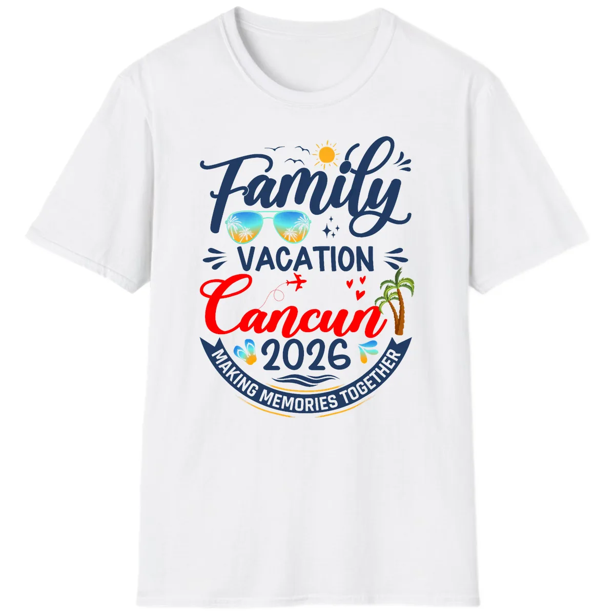 Family Cancun Vacation 2026 Memories Together T-Shirt in White