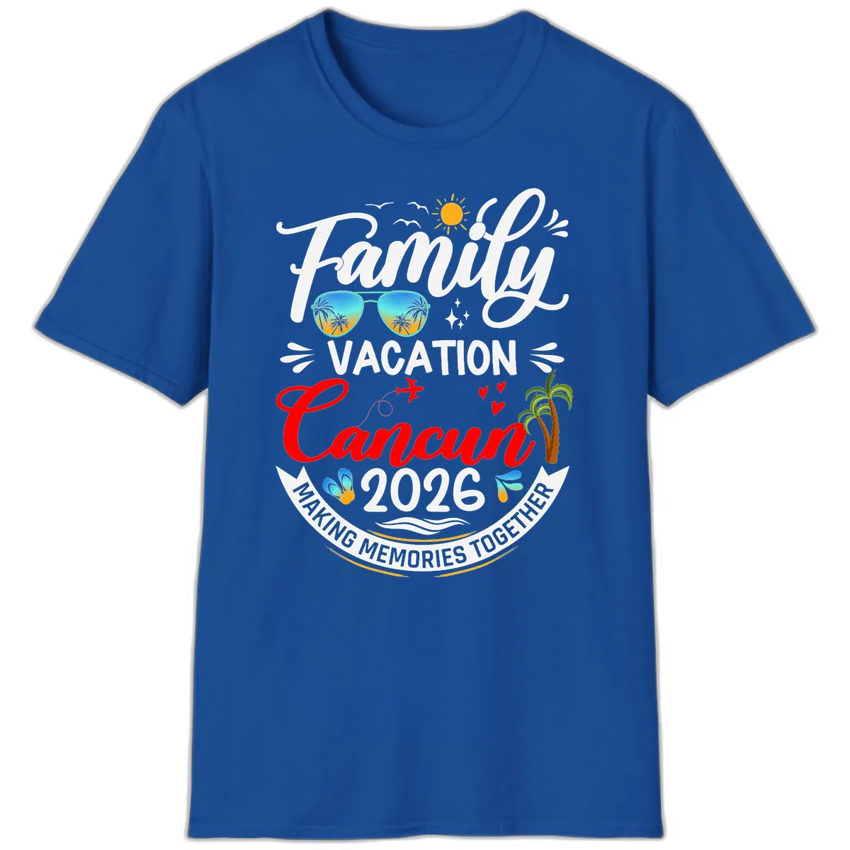 Family Cancun Vacation 2026 Memories Together T-Shirt in Royal