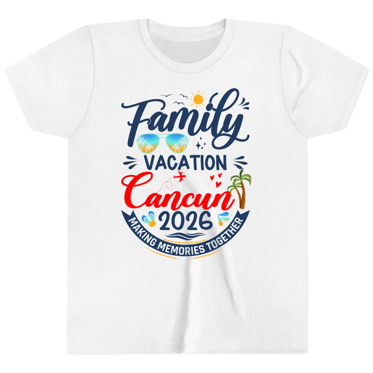 Family Cancun Vacation 2026 Memories Together Youth T-Shirt in White