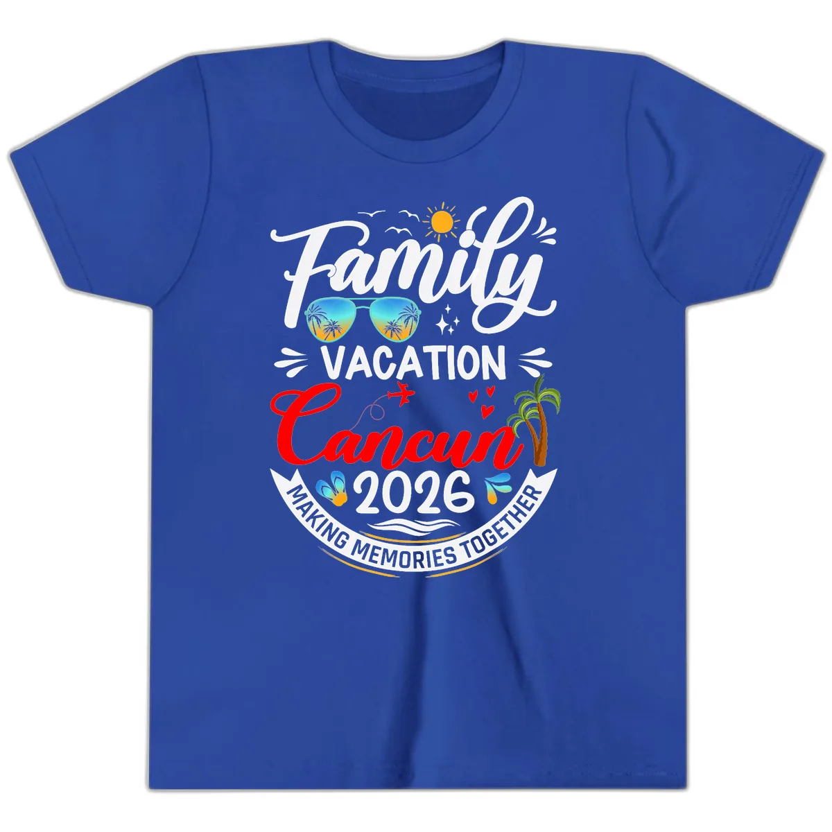 Family Cancun Vacation 2026 Memories Together Youth T-Shirt in True Royal