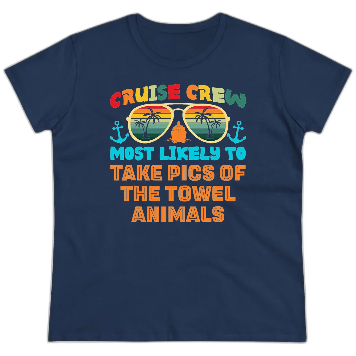 Cruise Crew Most Likely To Take Pics Ladies Tee in Navy