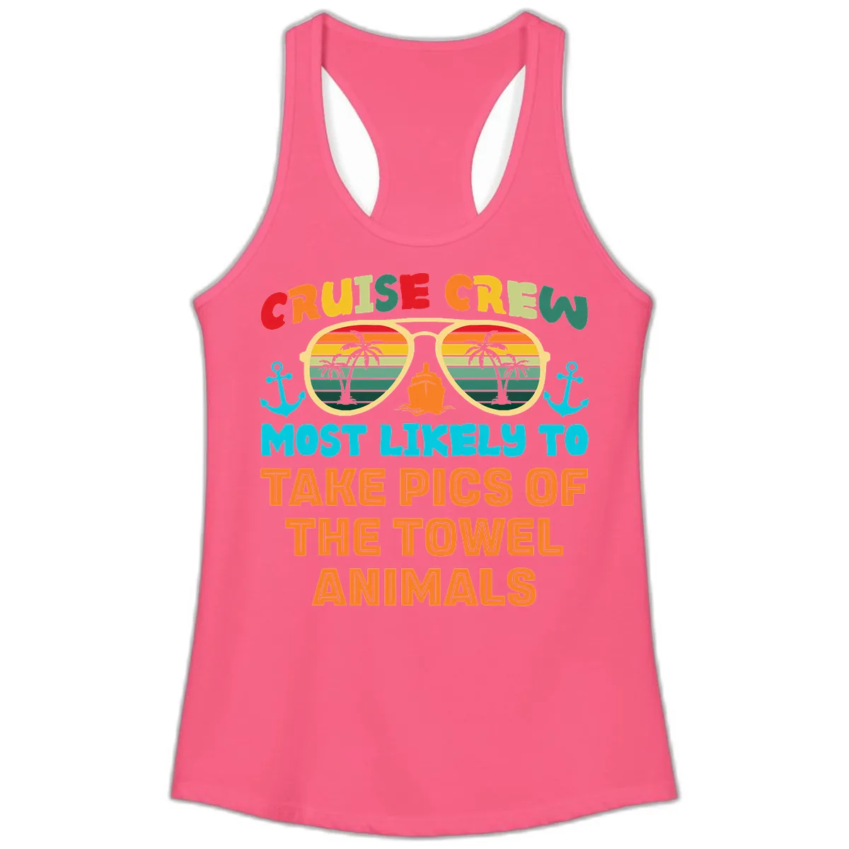 Cruise Crew Most Likely To Take Pics Ladies Tank in Solid Hot Pink