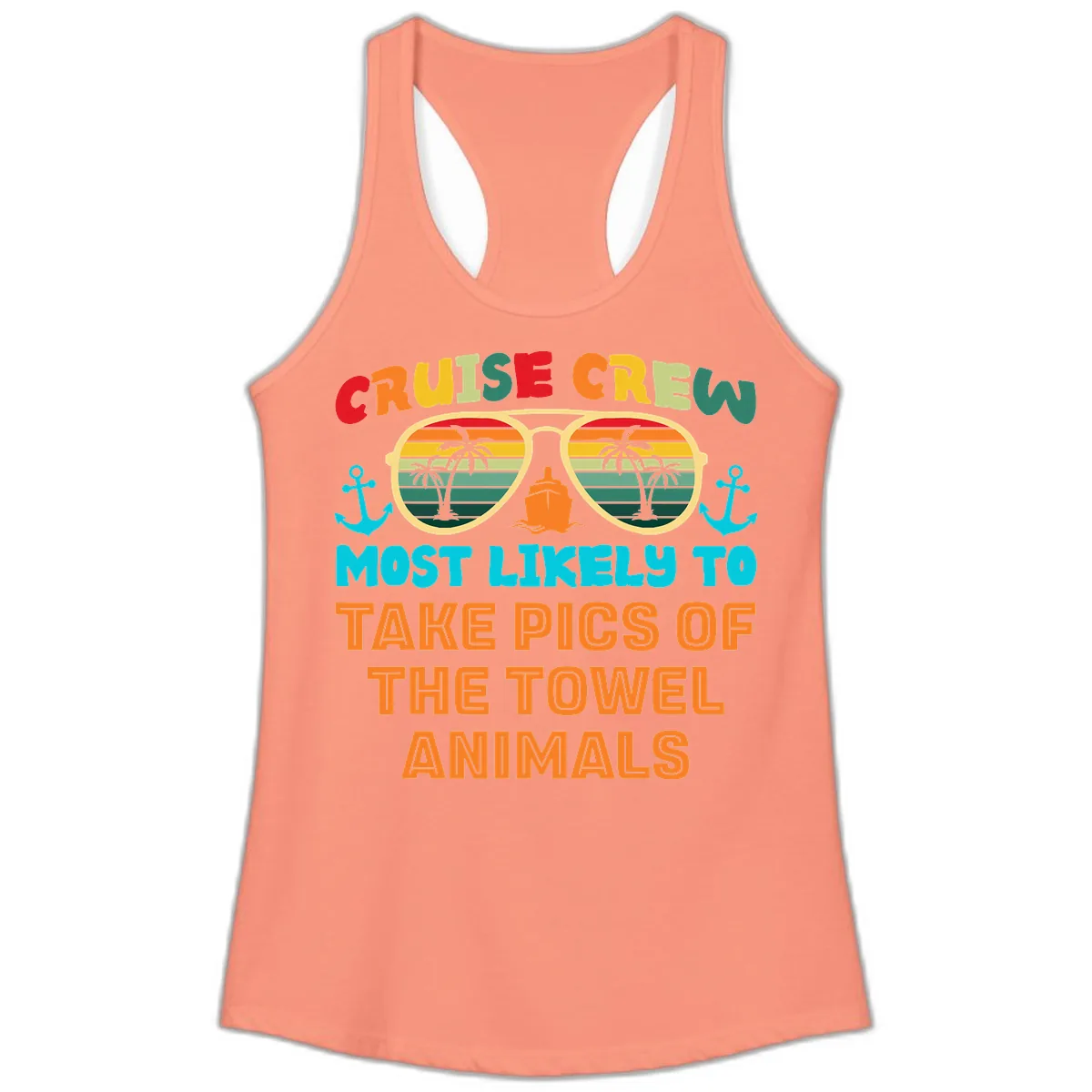 Cruise Crew Most Likely To Take Pics Ladies Tank in Solid Light Orange