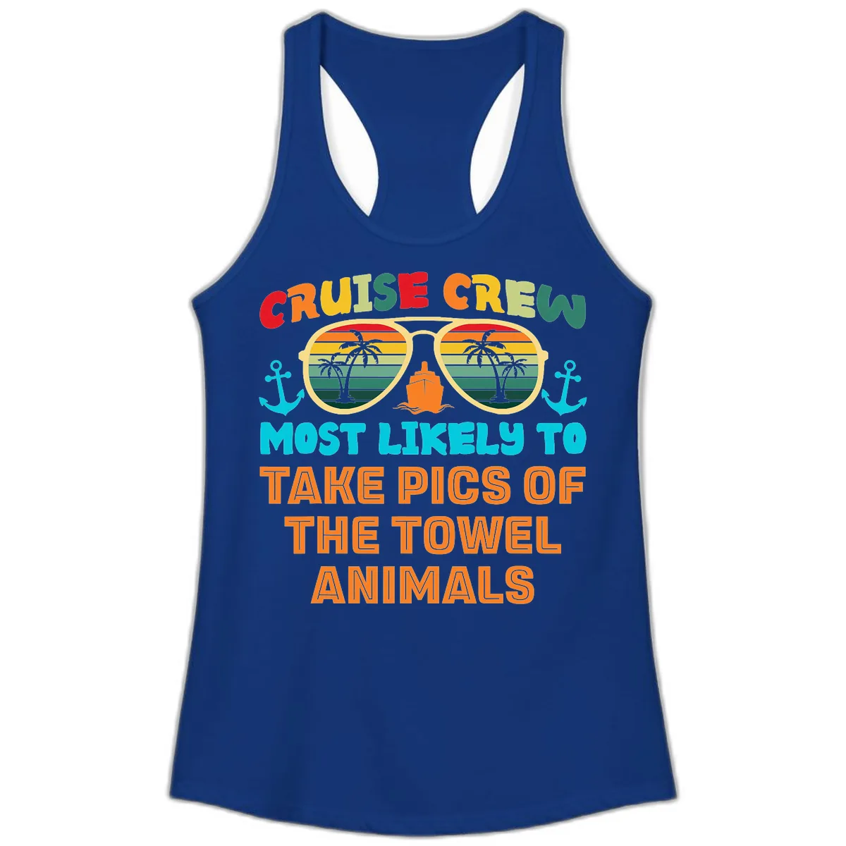 Cruise Crew Most Likely To Take Pics Ladies Tank in Solid Royal