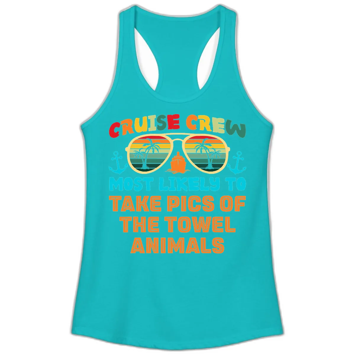 Cruise Crew Most Likely To Take Pics Ladies Tank in Tahiti Blue