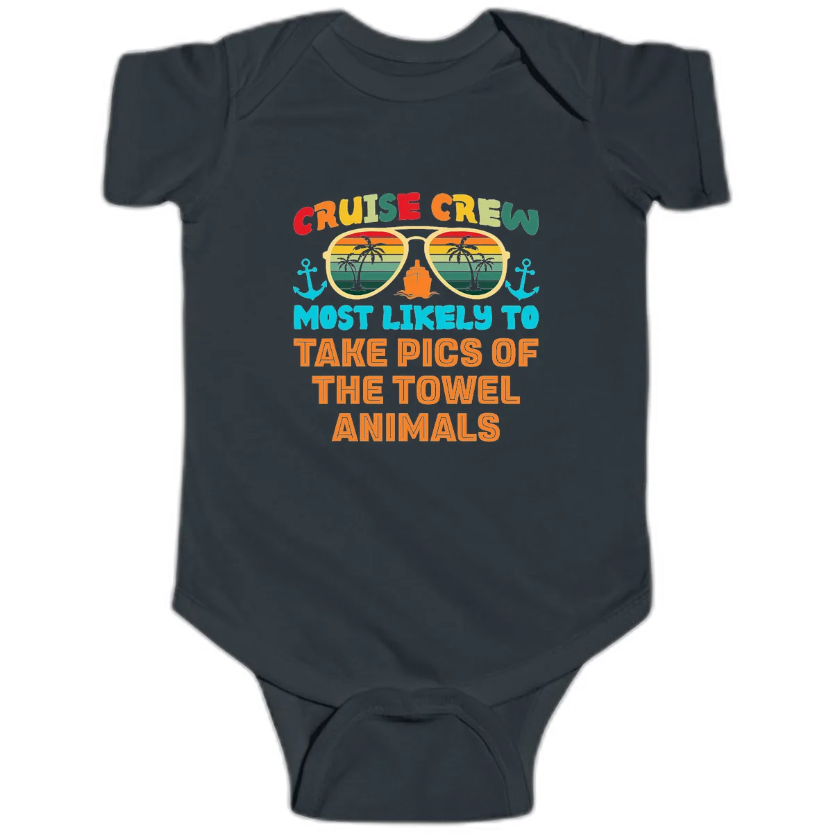 Cruise Crew Most Likely To Take Pics Baby Onesie in Black