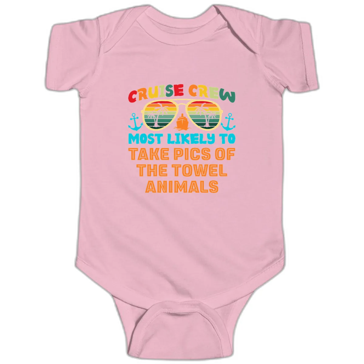 Cruise Crew Most Likely To Take Pics Baby Onesie in Pink