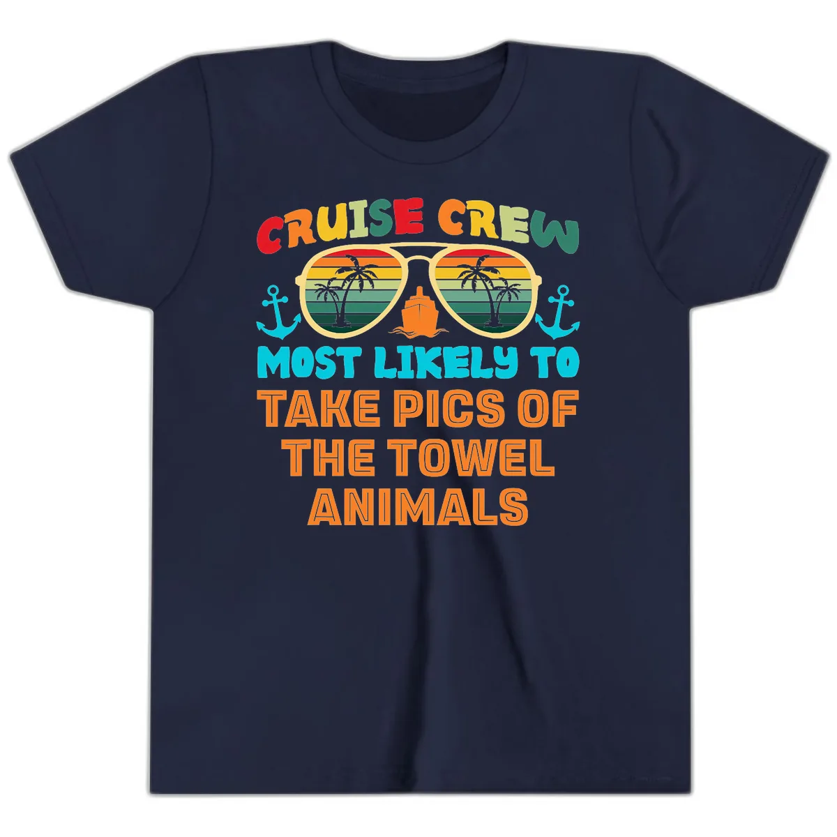 Cruise Crew Most Likely To Take Pics Youth T-Shirt in Navy