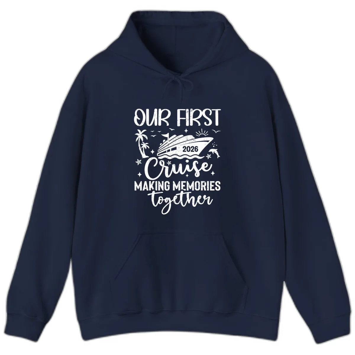 Our First Cruise 2026 Family Vacation Hoodie in Navy