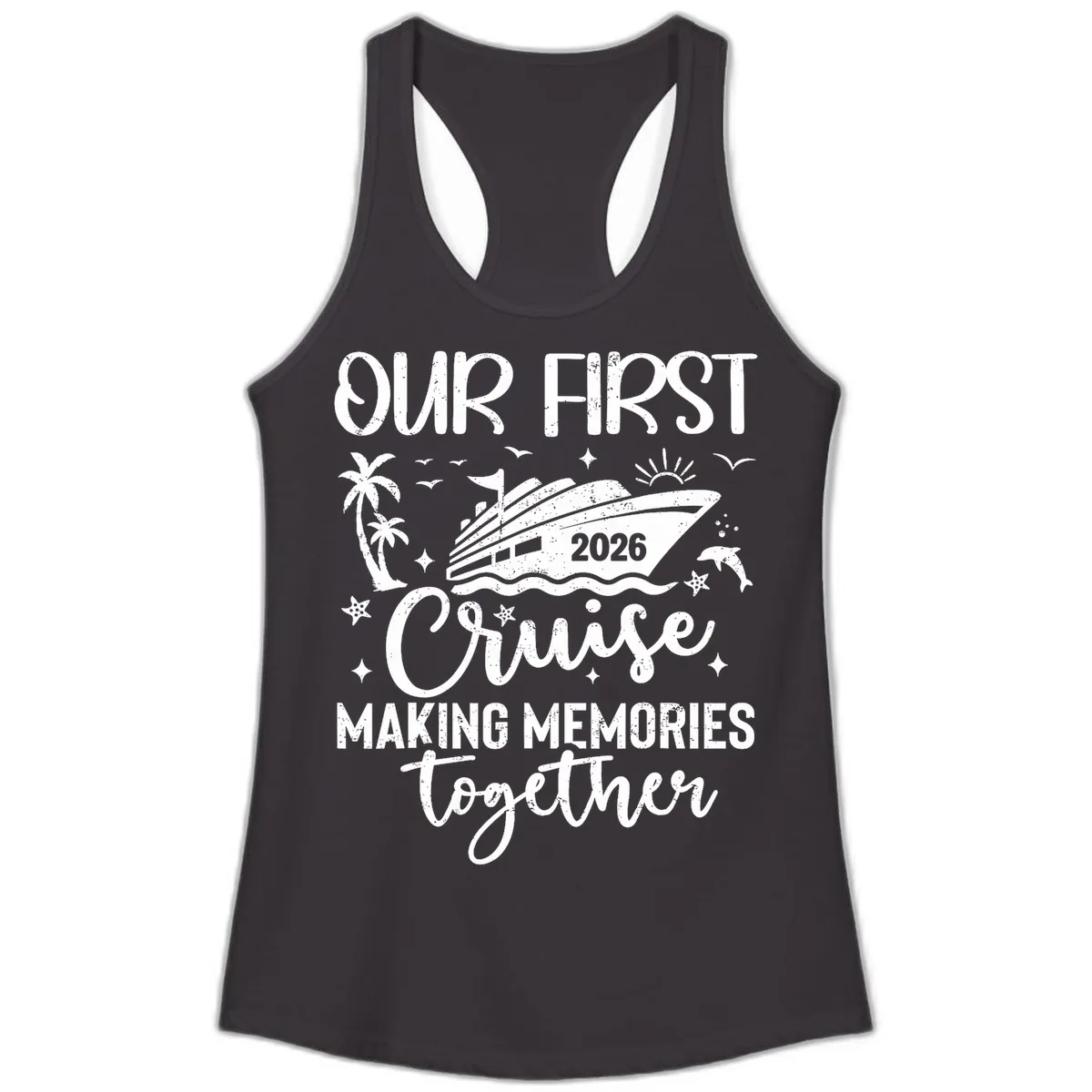 Our First Cruise 2026 Family Vacation Ladies Tank in Black
