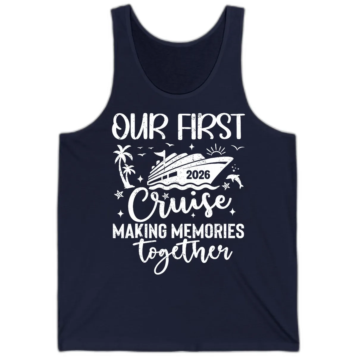 Our First Cruise 2026 Family Vacation Tank in Navy