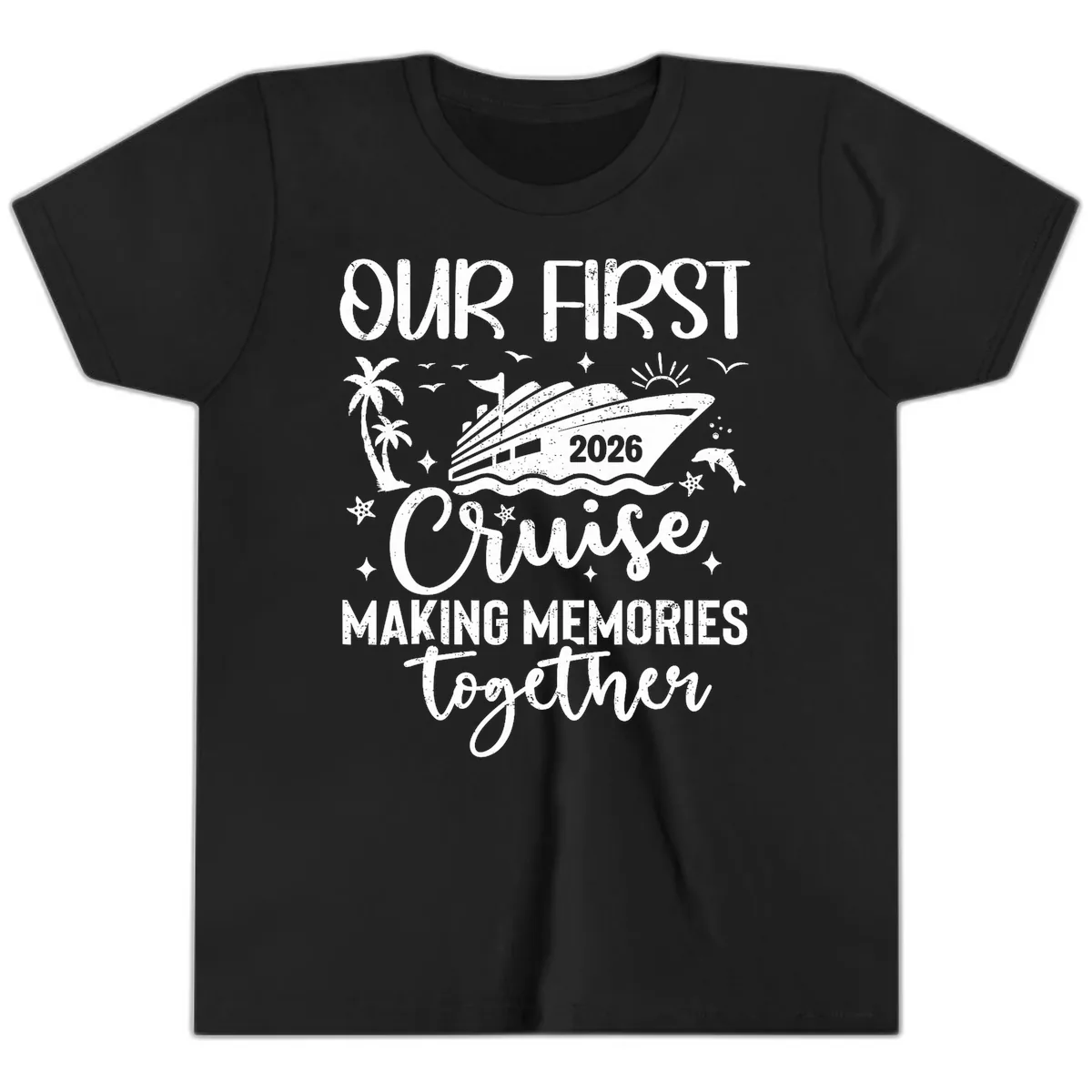 Our First Cruise 2026 Family Vacation Youth T-Shirt in Black