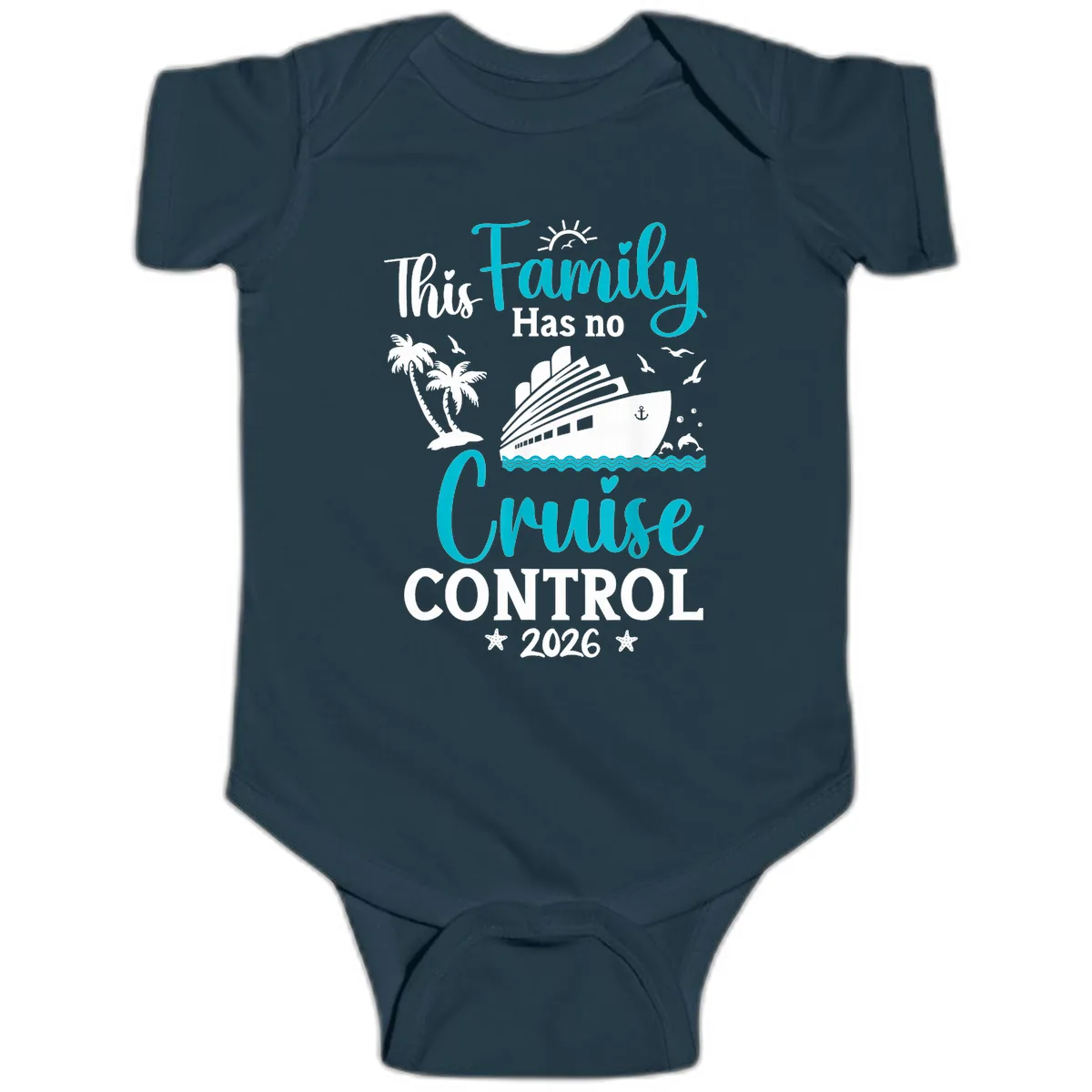 Family No Cruise Control 2026 Vacation Baby Onesie in Navy