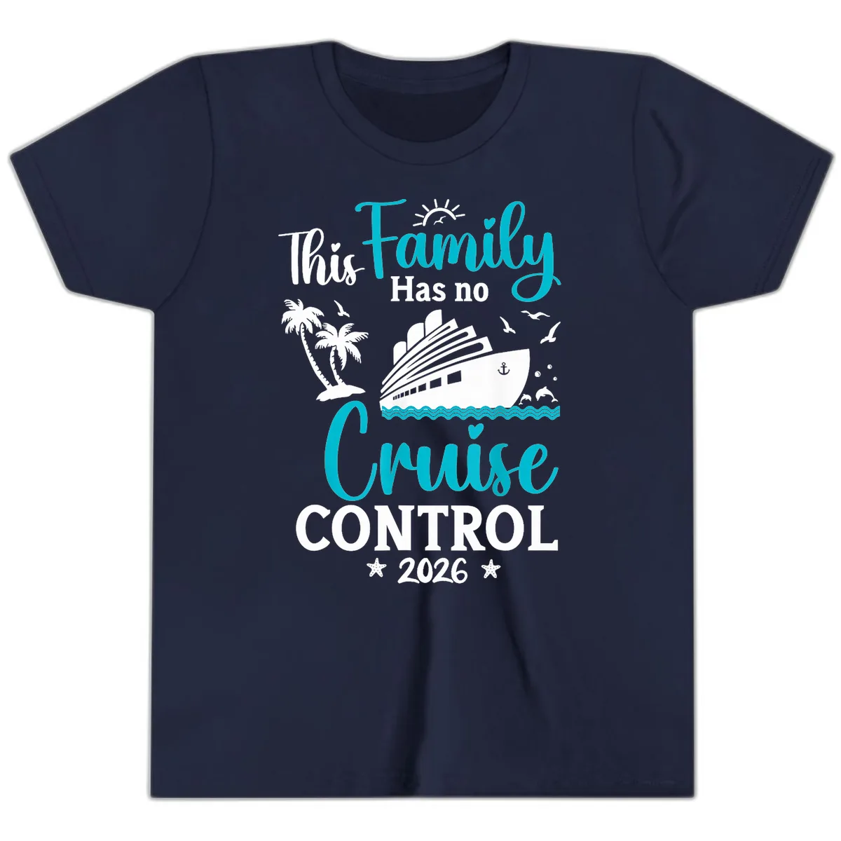 Family No Cruise Control 2026 Vacation Youth T-Shirt in Navy
