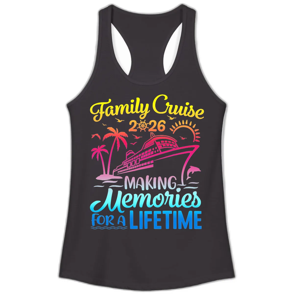 Family Cruise 2026 Making Memories Vacation Ladies Tank in Black