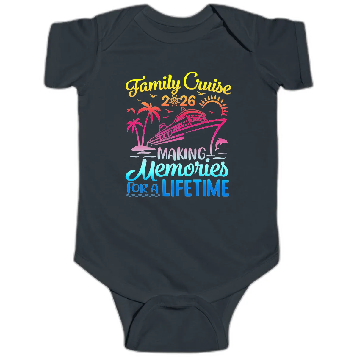 Family Cruise 2026 Making Memories Vacation Baby Onesie in Black